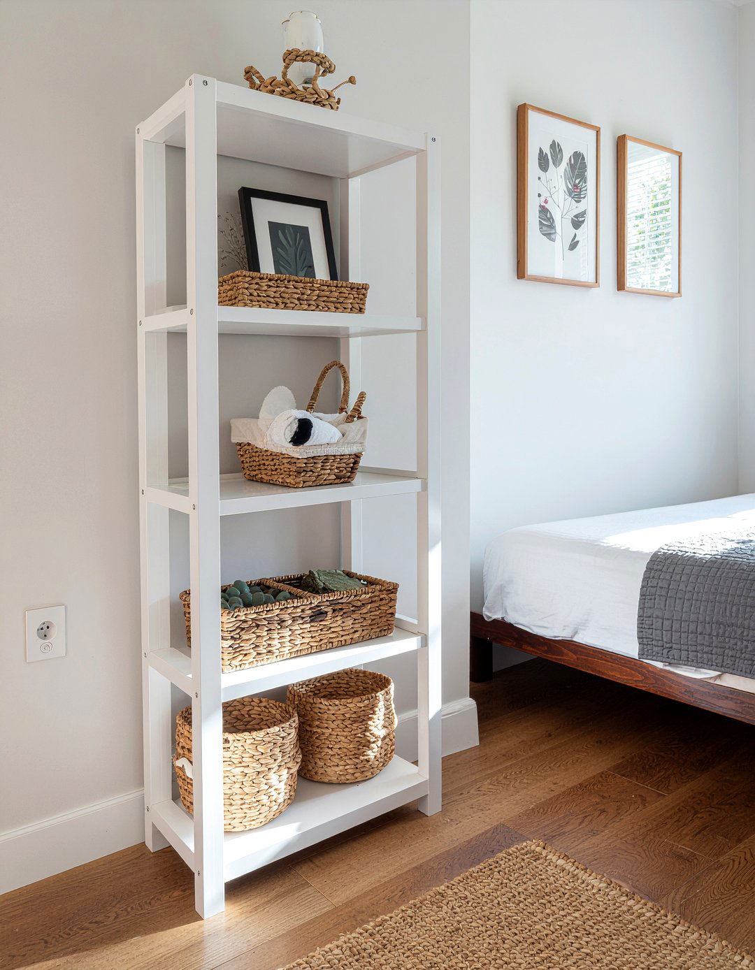 Corner storage unit - 30 bedroom storage ideas