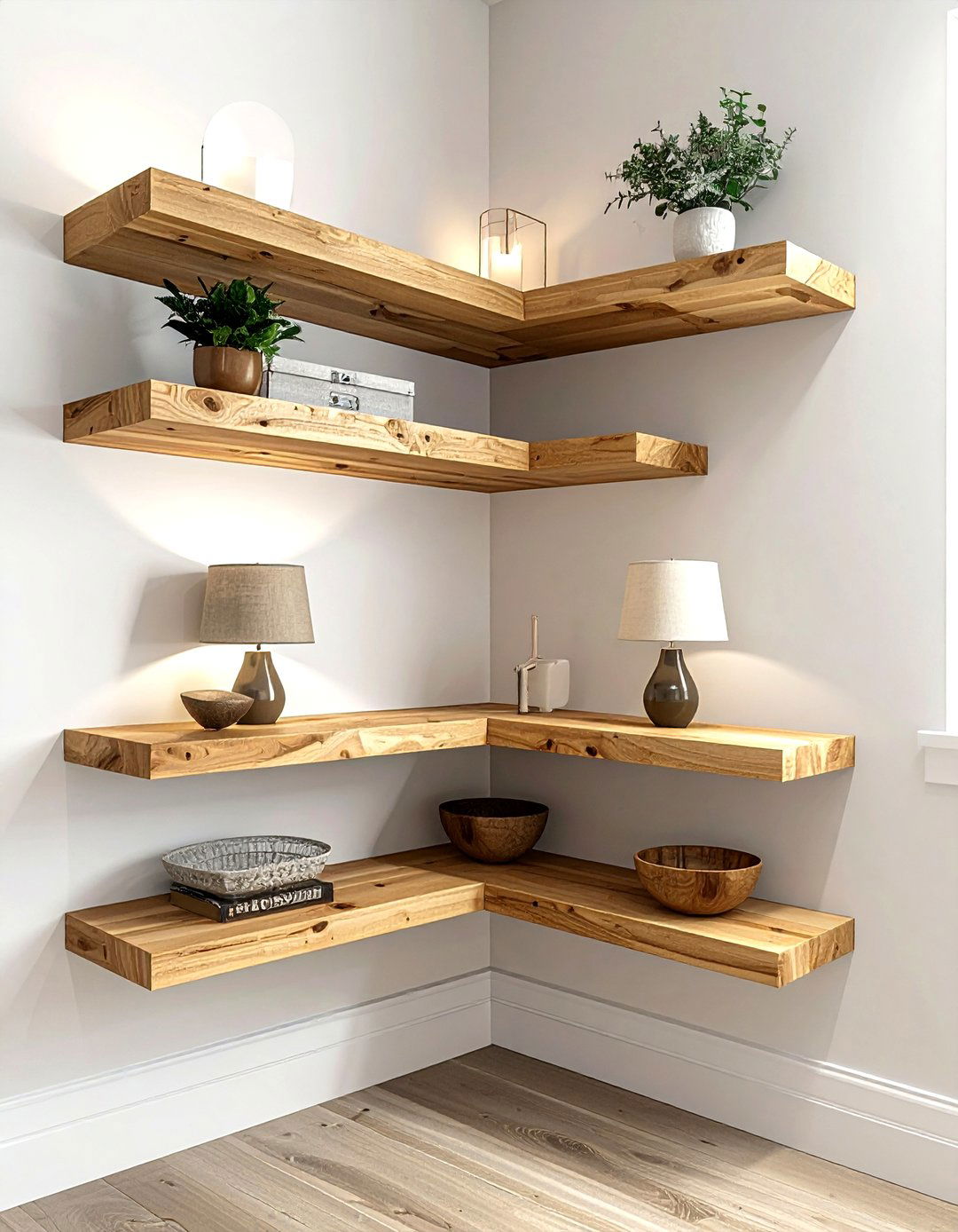 Corner wall shelving - 30 living room wall shelving ideas