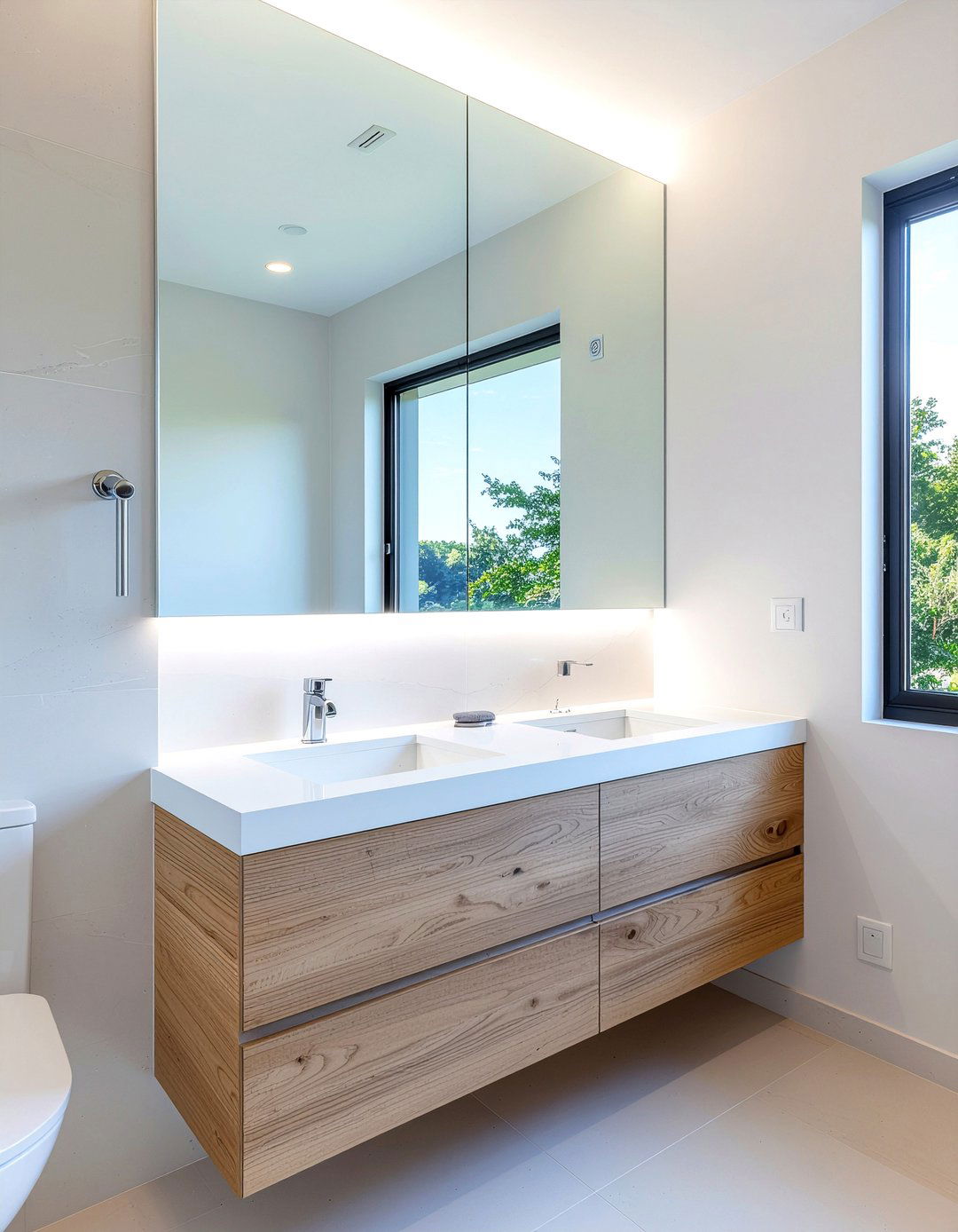 Corner wrap bathroom mirror - 30 bathroom mirror statement ideas