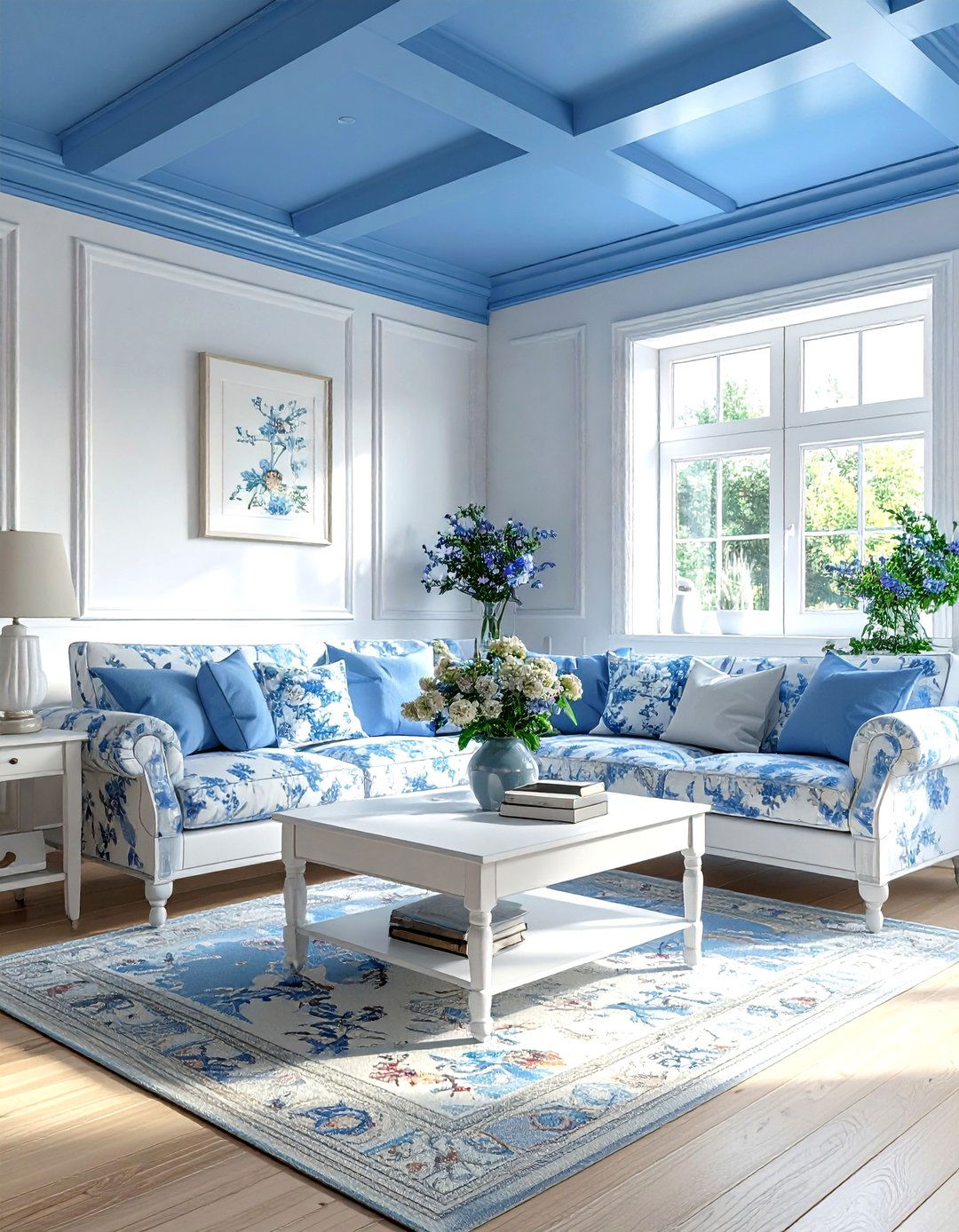 Cornflower Blue Living Room Ceiling - 30 living room blue ceiling ideas
