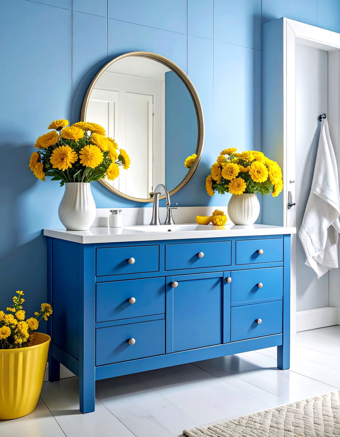 Cornflower Blue Vanity - 30 blue bathroom ideas