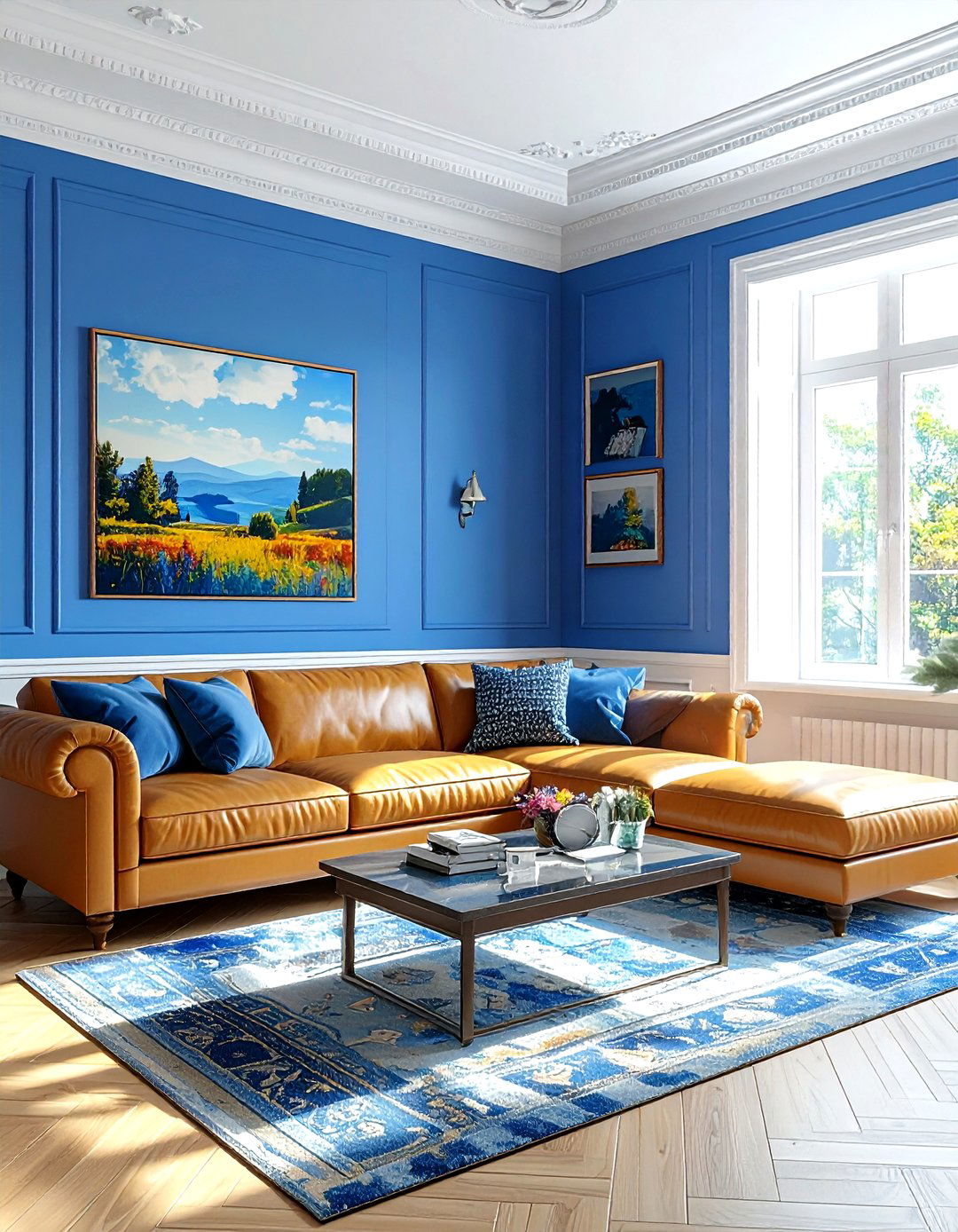 Cornflower Blue Walls - 30 traditional blue living room ideas