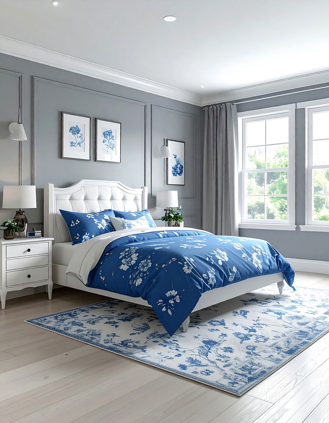 Cornflower Blue and Mist Gray - 30 blue and gray bedroom ideas