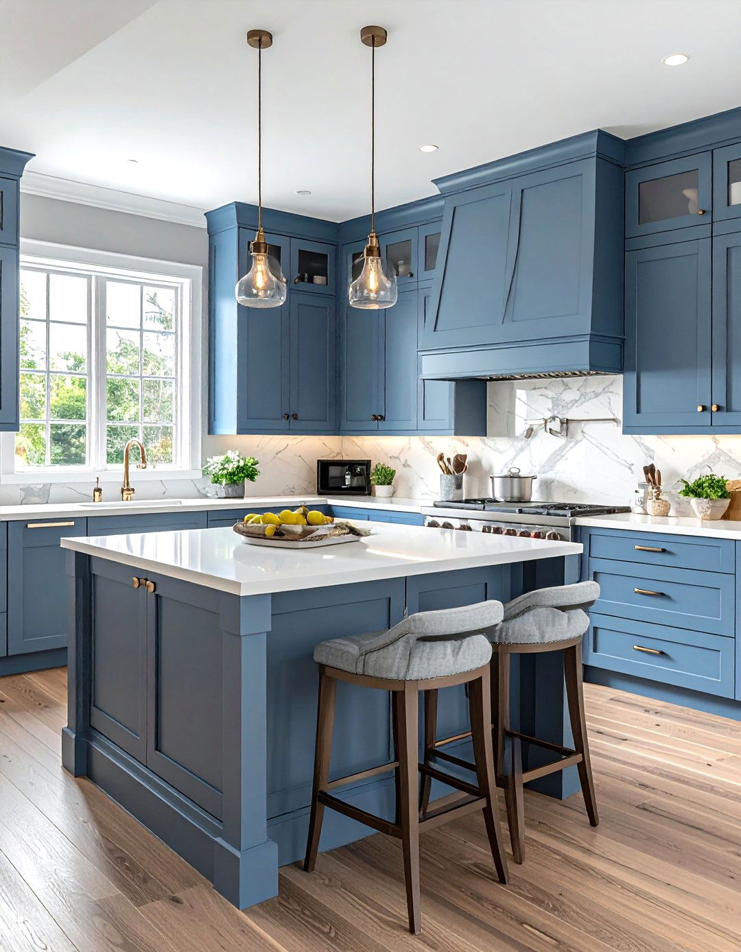 Cornflower blue and graphite gray kitchen - 30 blue and gray kitchen ideas