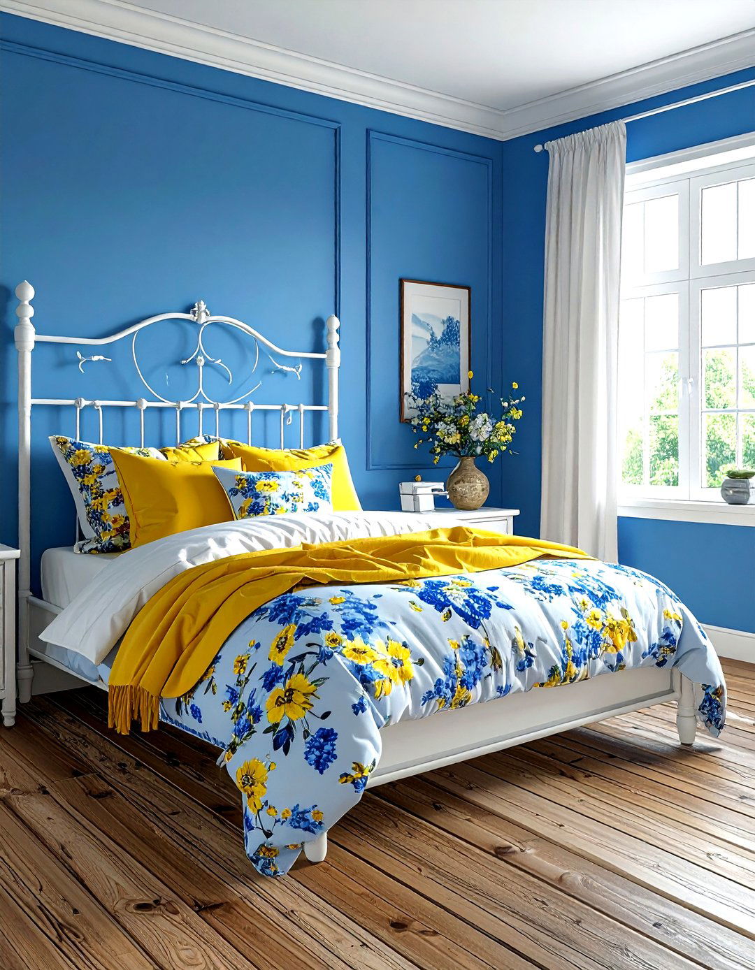 Cornflower blue bedroom walls - 30 farmhouse blue bedroom ideas