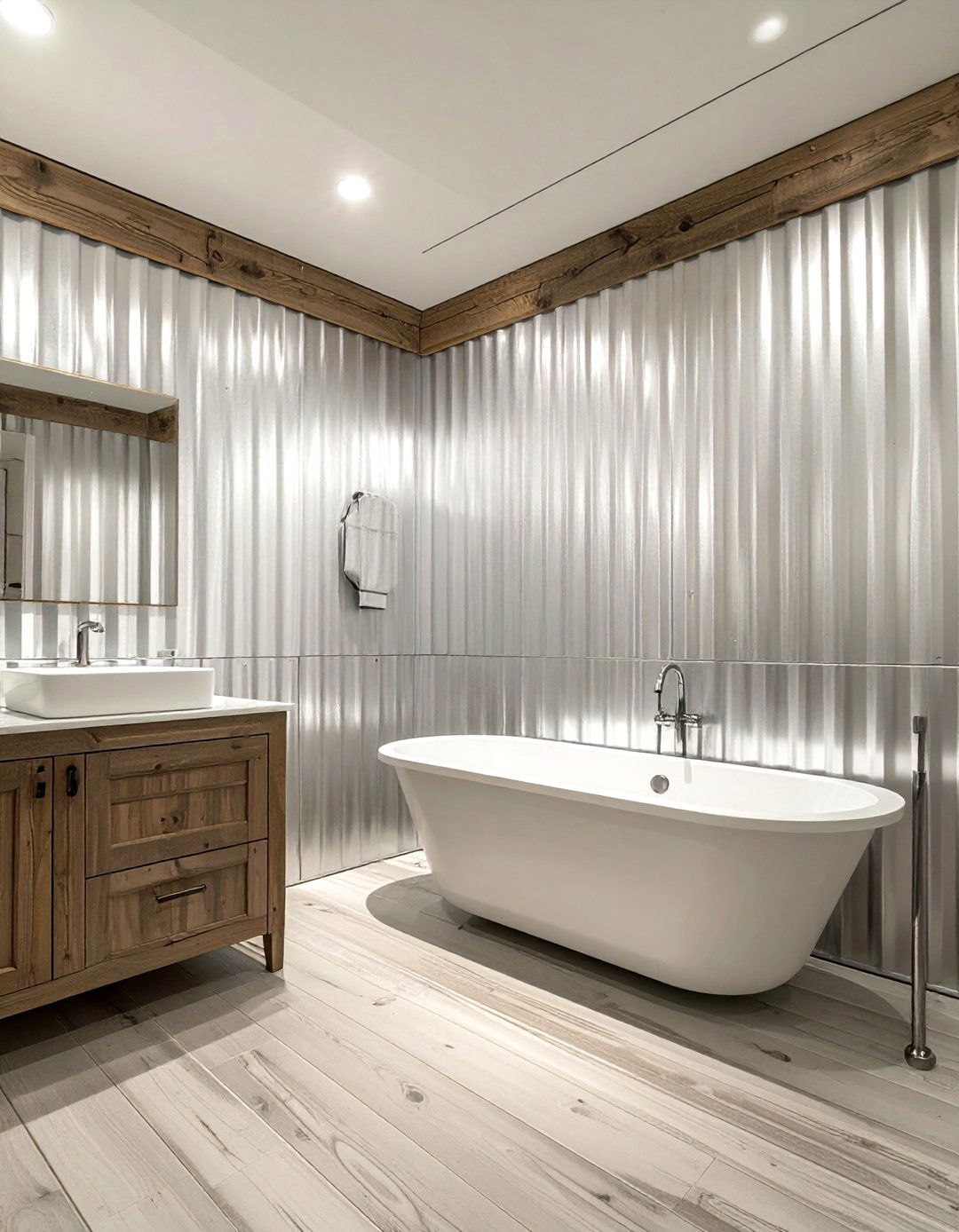 Corrugated Metal Bathroom Wall - 30 rustic bathroom ideas