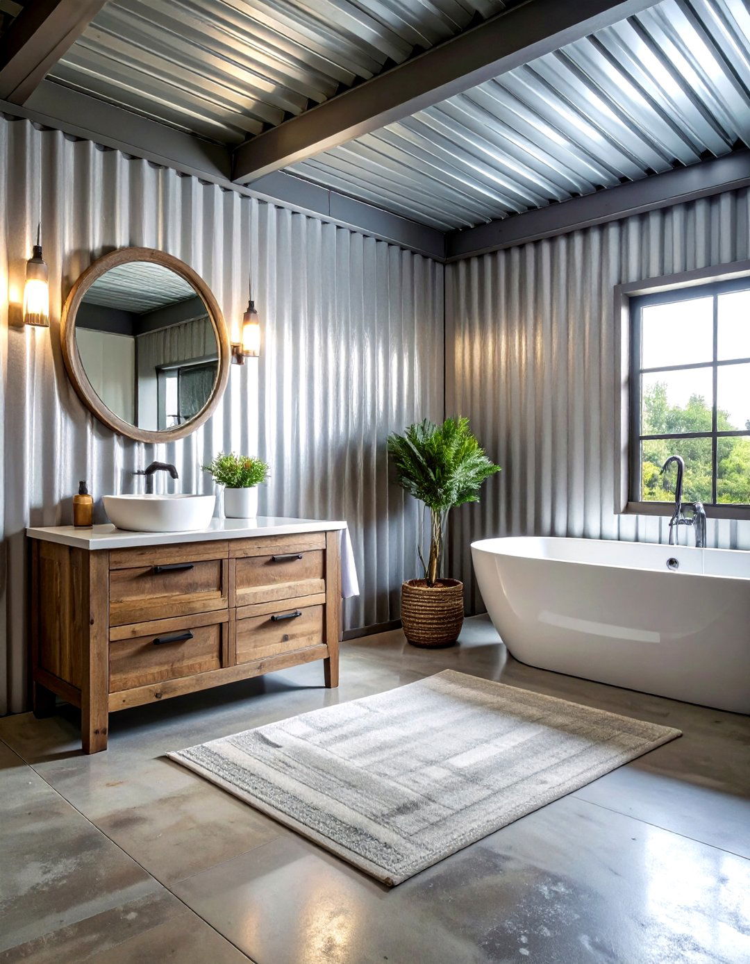 Corrugated Metal Bathroom - 30 bathroom wall texture ideas