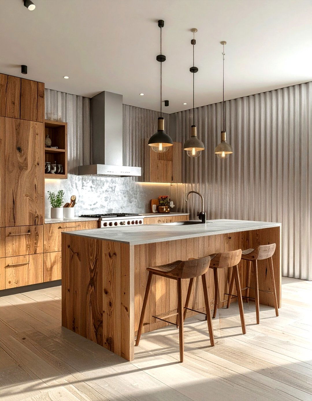 Corrugated Metal Wall Kitchen - 30 metal kitchen ideas