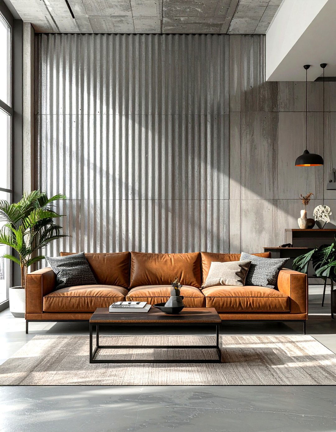 Corrugated metal wall panel - 30 living room reclaimed furniture ideas
