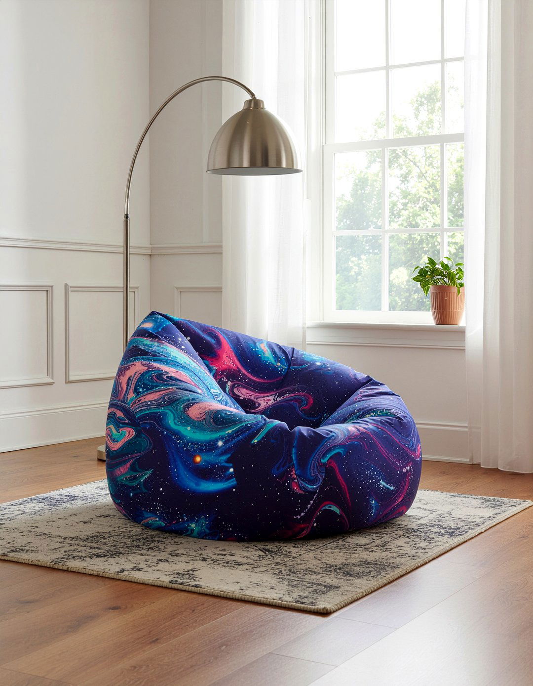 Cosmic bean bag chair - 30 galaxy bedroom ideas