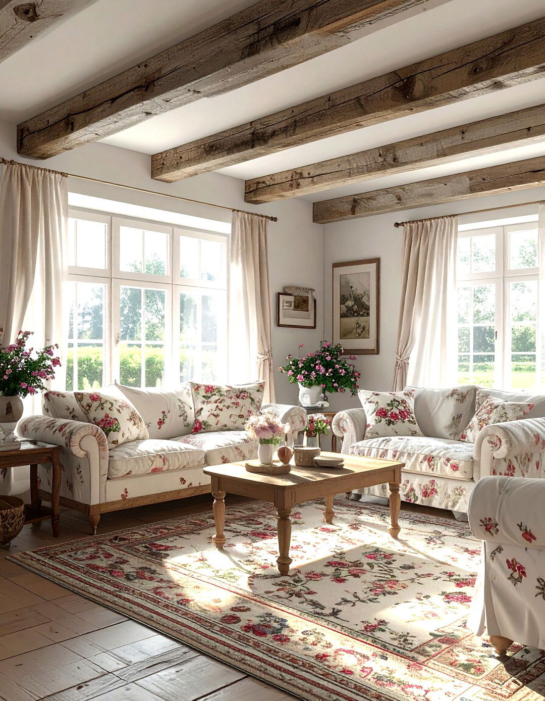 Cottage Living Room Low Ceiling Beam - 30 living room post and beam ideas