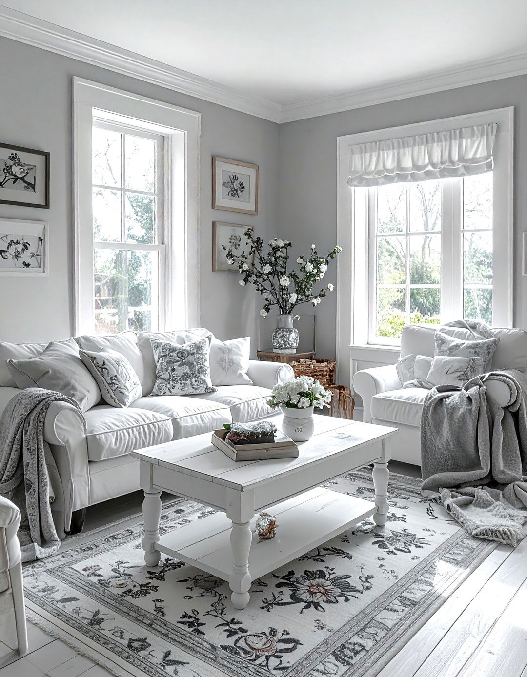 Cottagecore Gray And White - 30 gray and white living room ideas