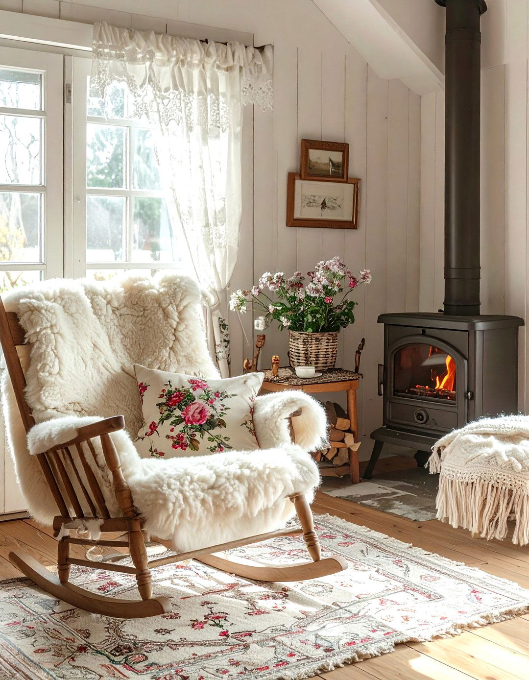 Cottagecore Living Room Sheepskin - 30 sheepskin living room ideas