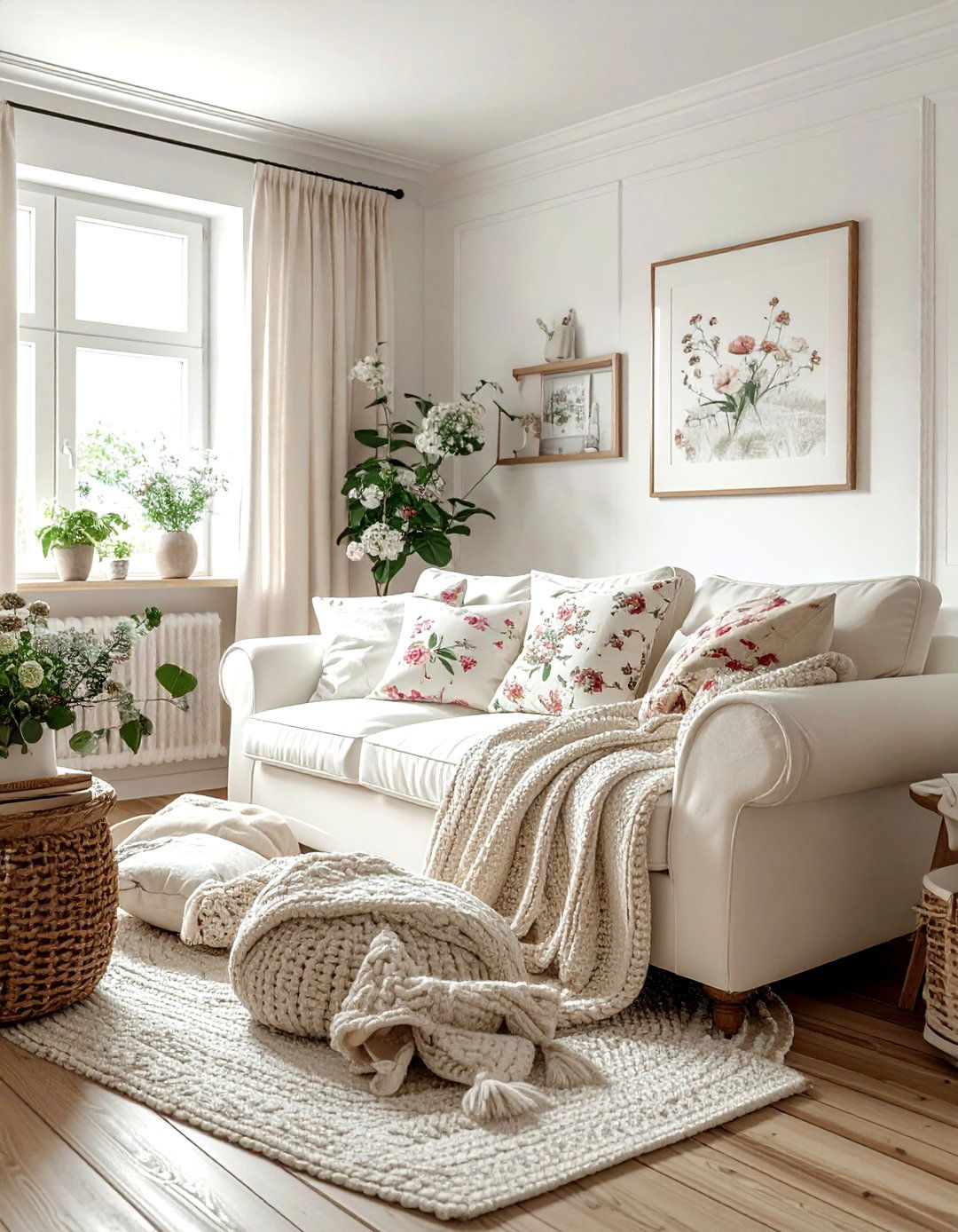 Cottagecore cream living room - 30 cream and white living room ideas