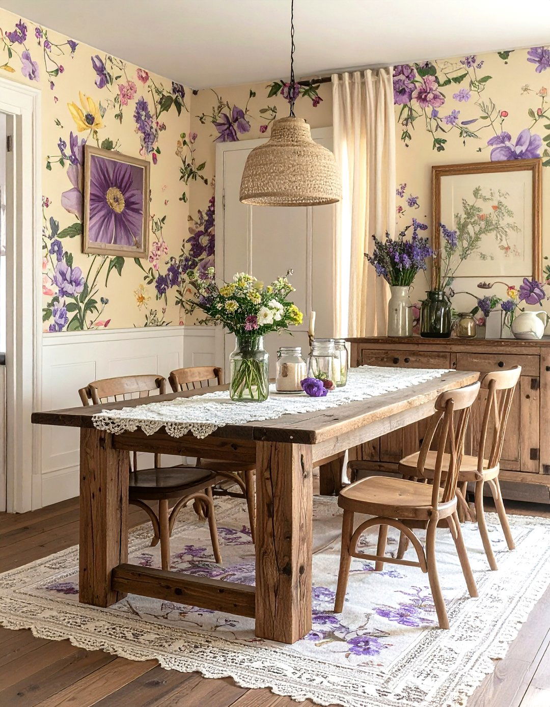 Cottagecore floral wallpaper dining room - 30 floral wallpaper dining room ideas