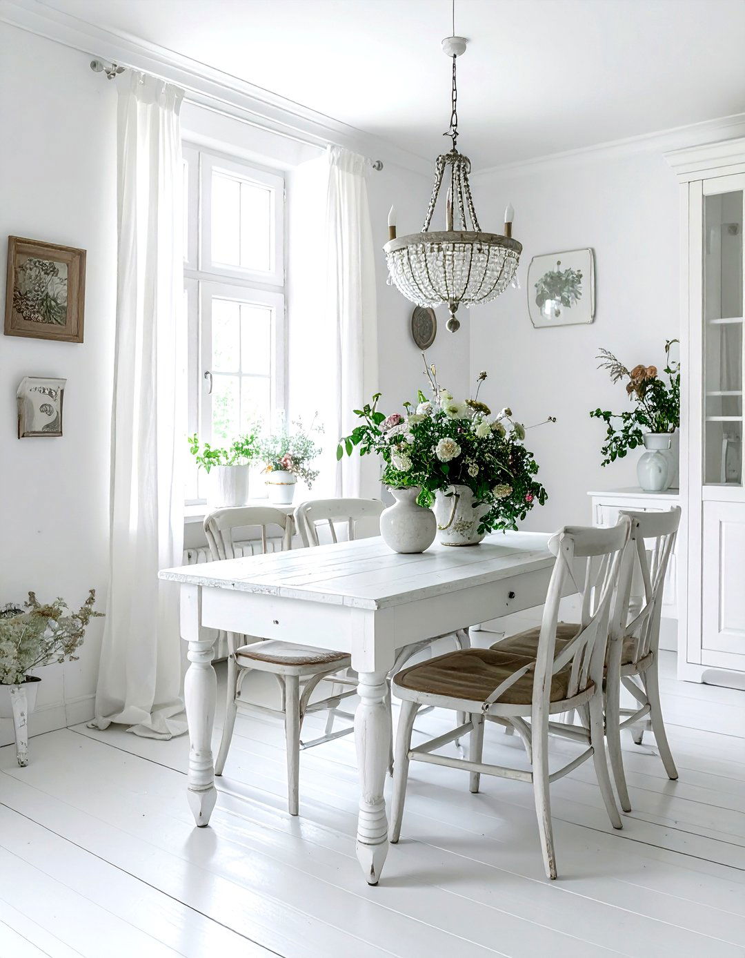 Cottagecore white dining room - 30 white and white dining room ideas