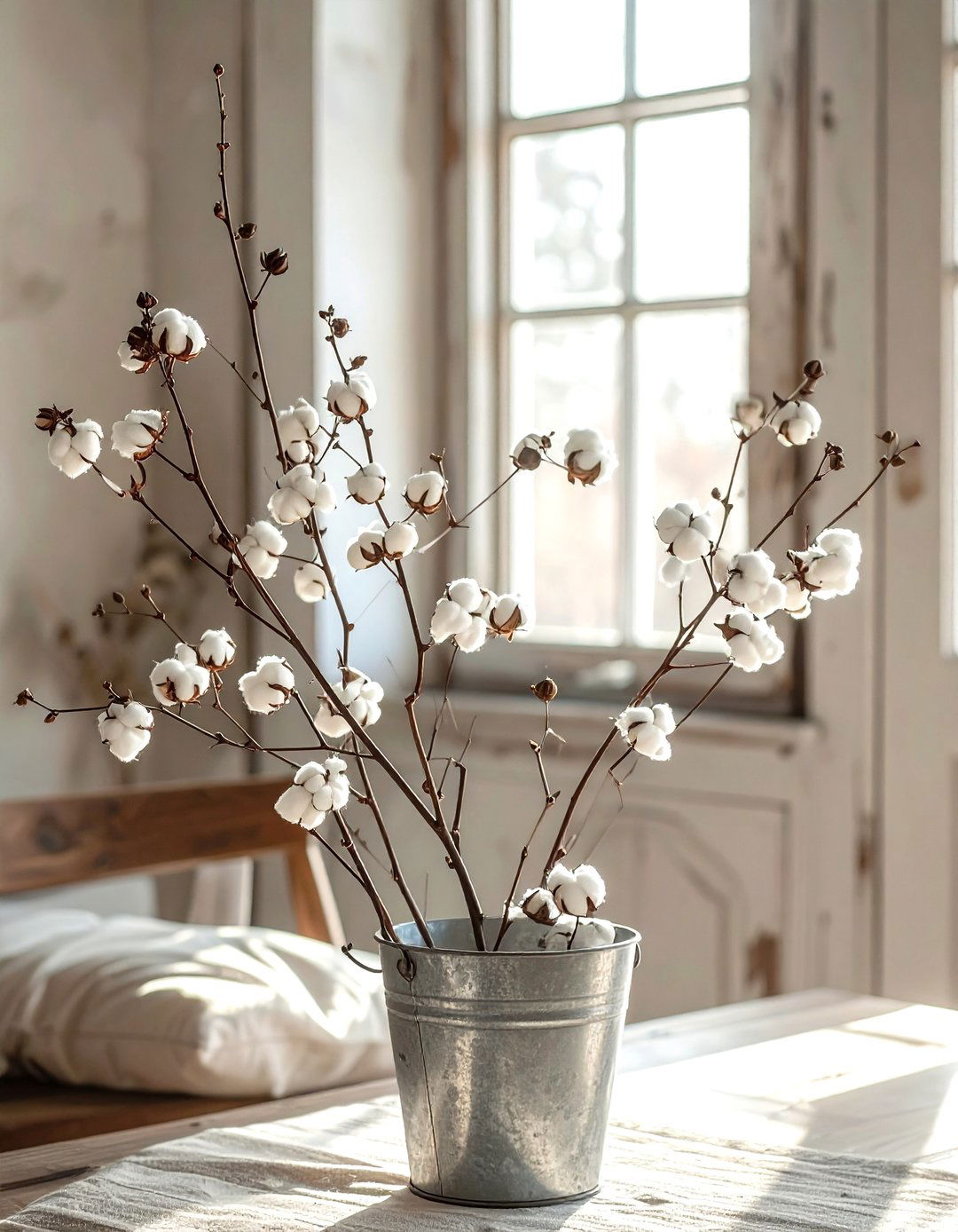 Cotton Branch Display - 30 dining room flower ideas
