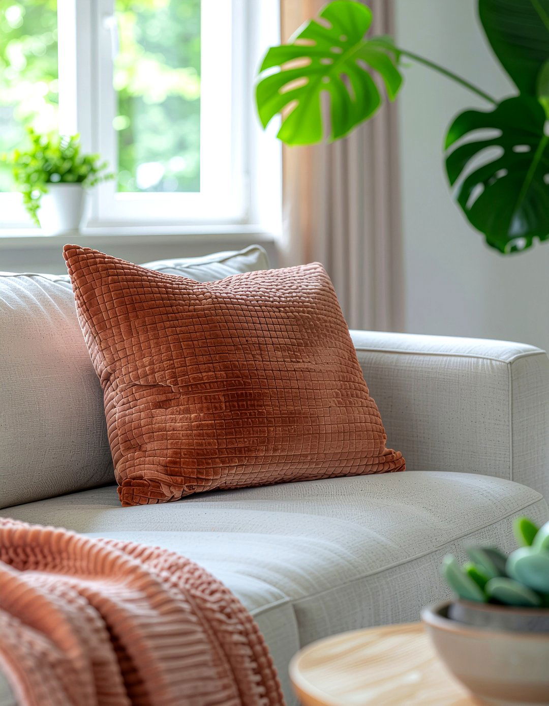 Cotton Corduroy Pillow Cover - 30 cotton living room ideas