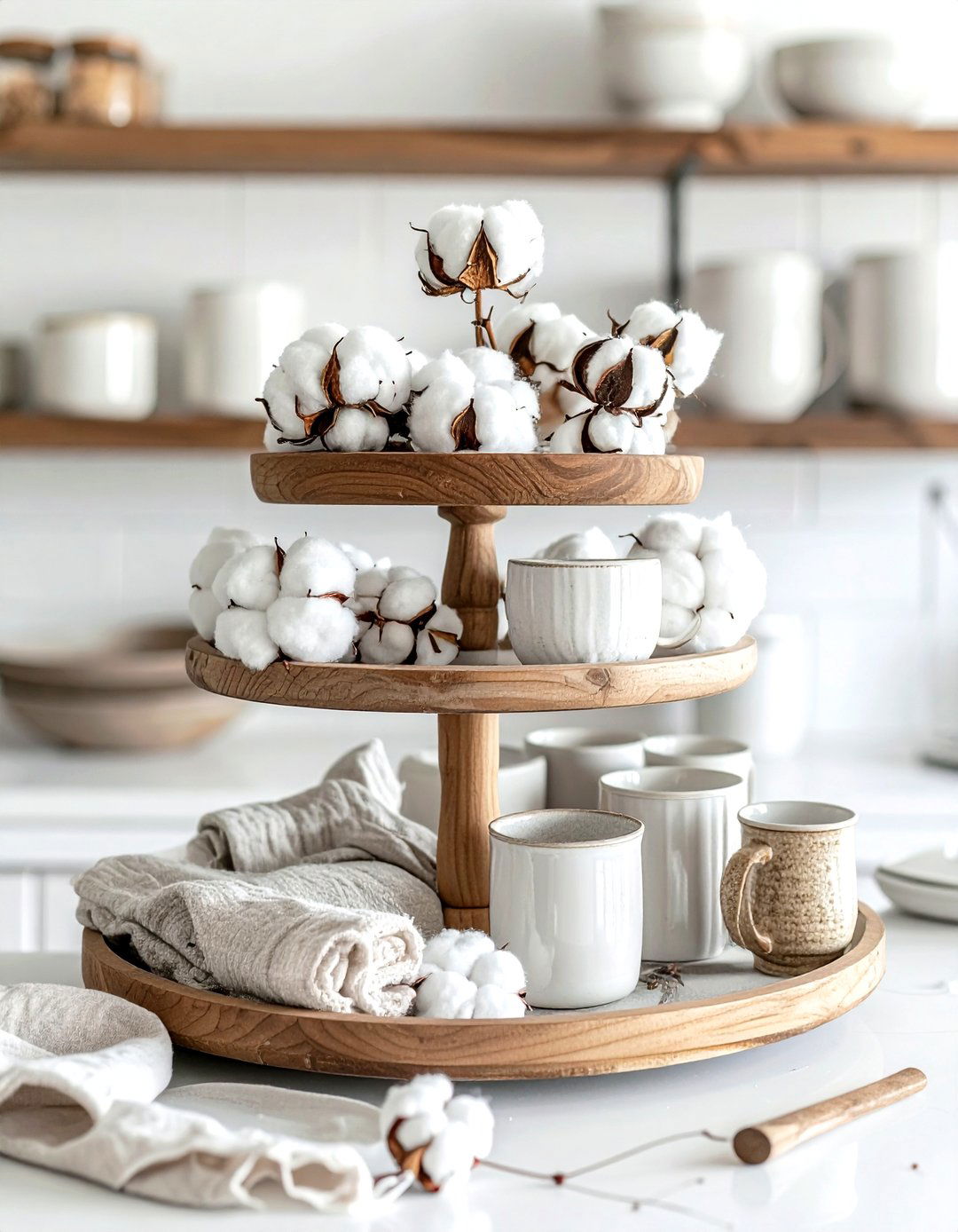 Cotton Fabric Tiered Tray - 30 cotton decor ideas