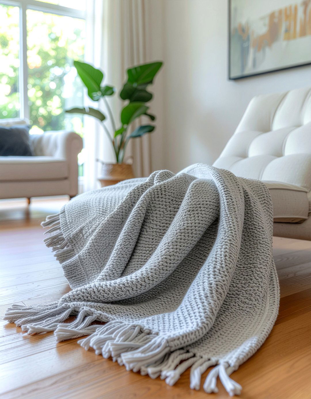 Cotton Jersey Knit Blanket - 30 cotton living room ideas