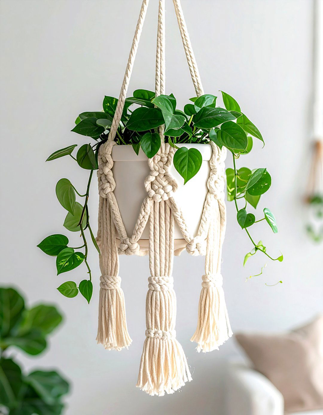 Cotton Macrame Plant Hanger - 30 cotton decor ideas