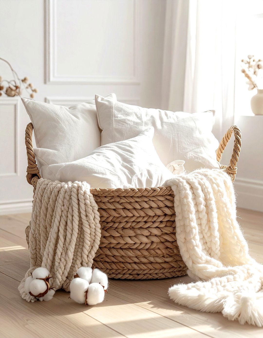 Cotton Rope Basket - 30 living room storage basket ideas