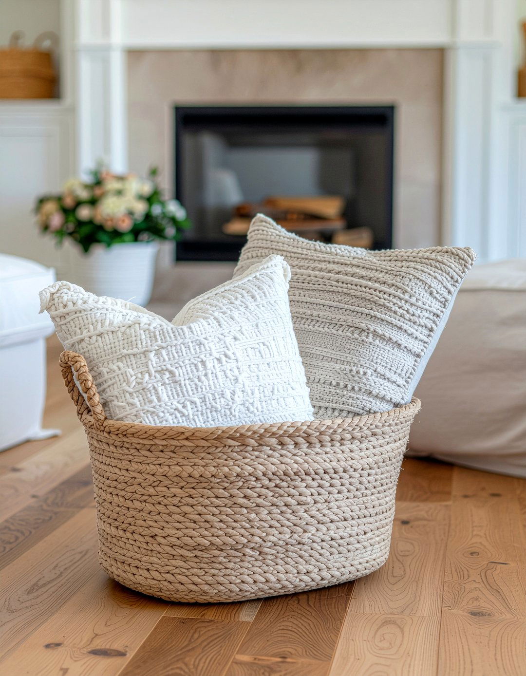 Cotton Rope Storage Basket - 30 cotton living room ideas