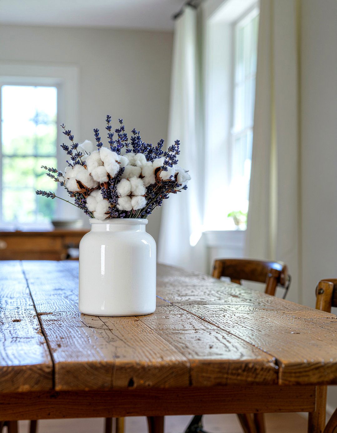 Cotton boll lavender arrangement - 30 floral centerpiece dining ideas