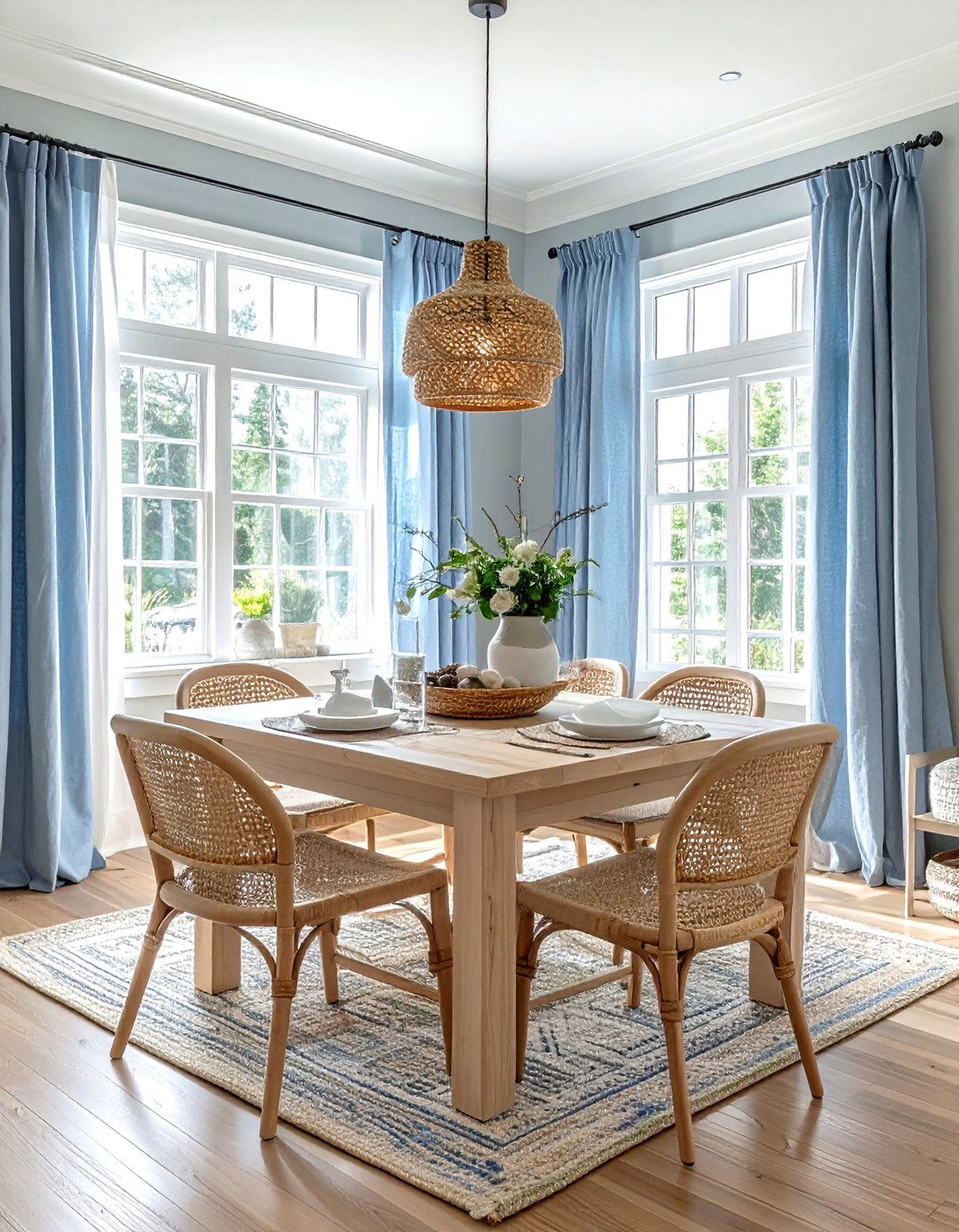 Cotton dining room window treatments - 30 floor length curtain dining room ideas