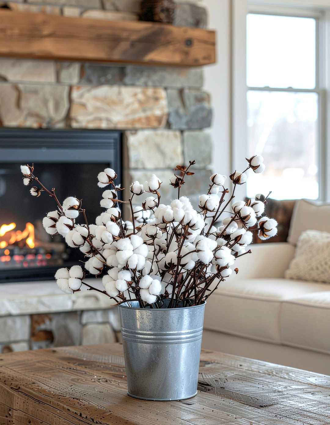 Cotton stem decor - 30 living room flower arrangements