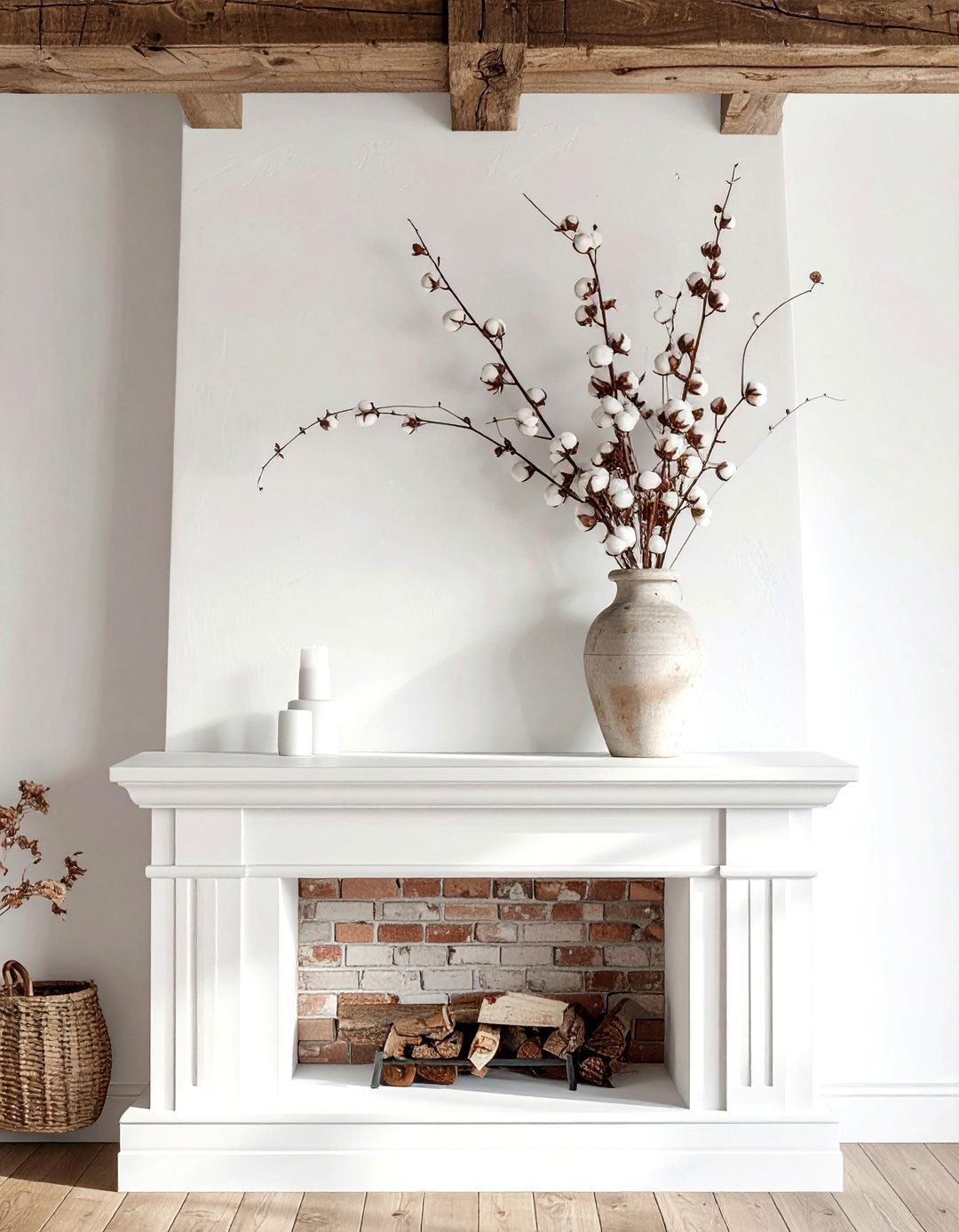 Cotton stems in farmhouse crock - 30 vase arrangement ideas