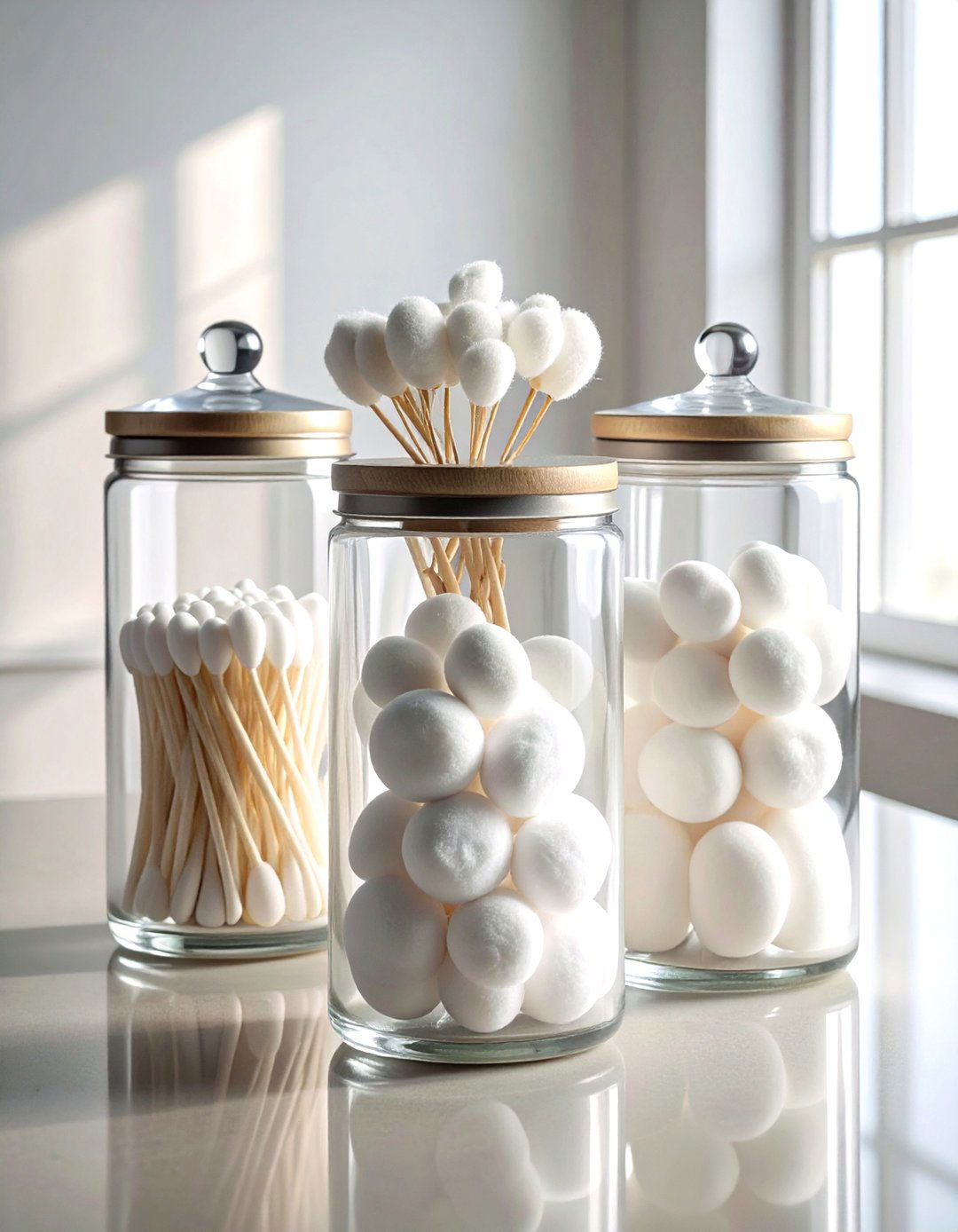 Cotton swab containers - 30 bathroom drawer organization ideas