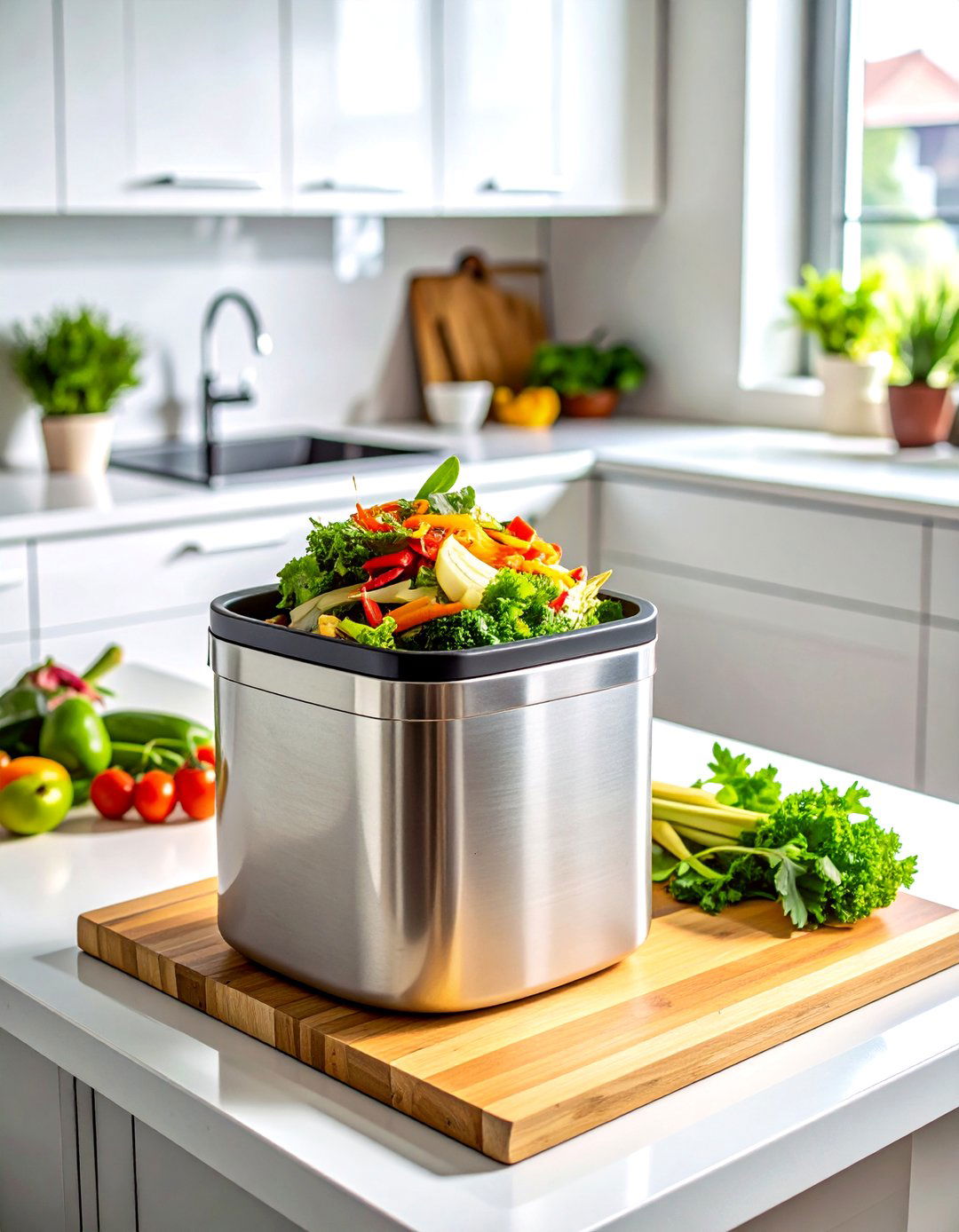 Countertop Compost Bin - 30 water-saving kitchen ideas
