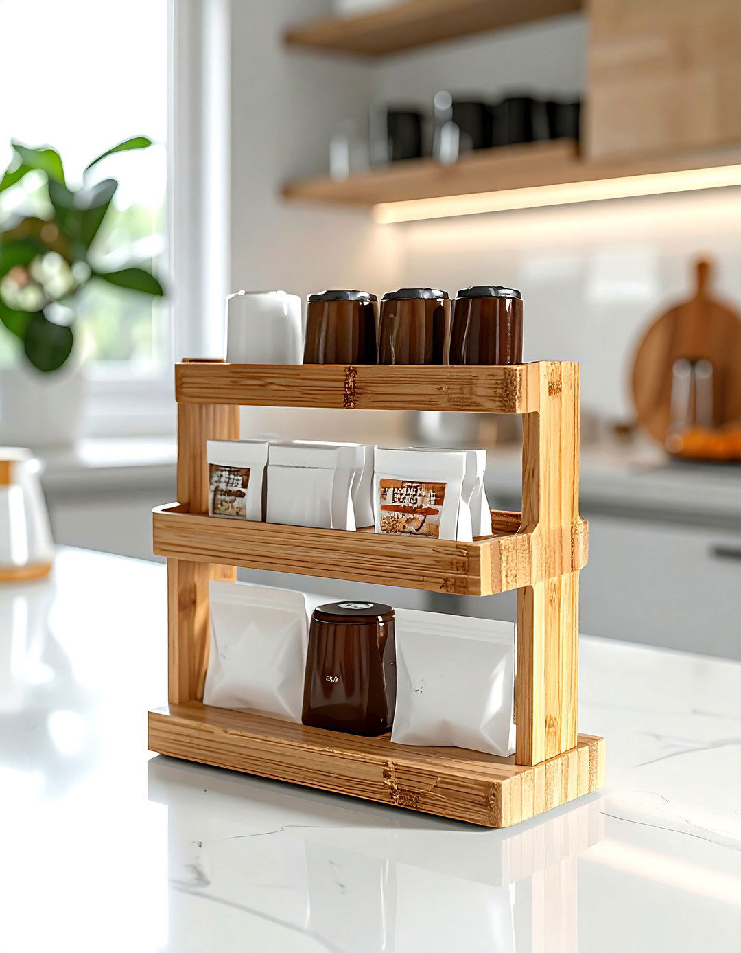 Countertop coffee organizer - 30 kitchen coffee bar ideas
