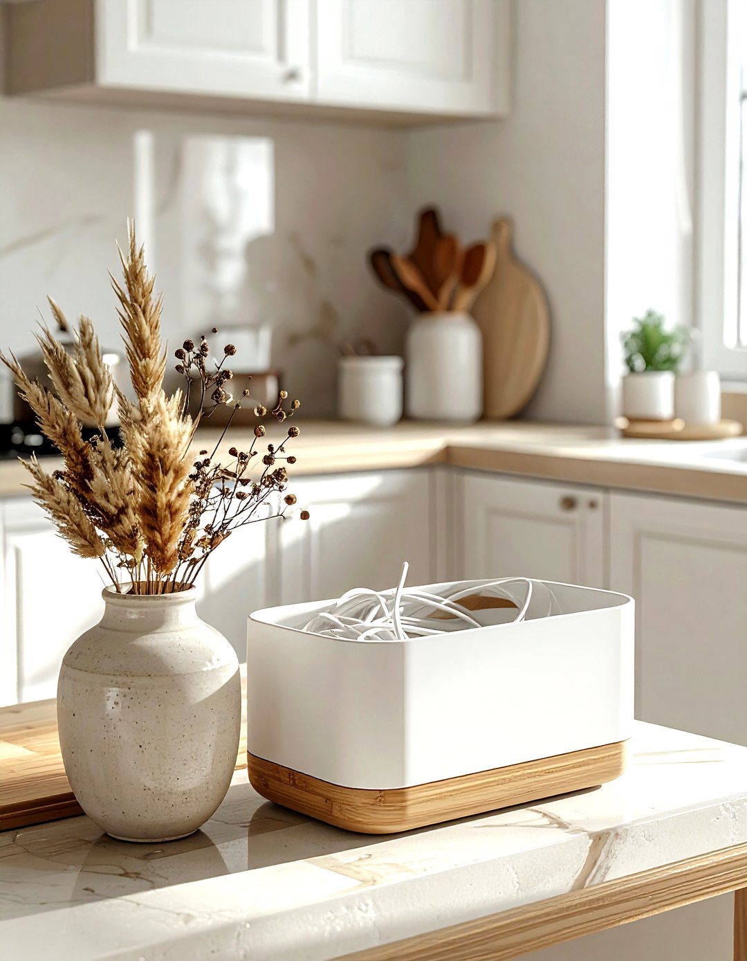 Countertop cord organizer box - 30 kitchen charging station ideas