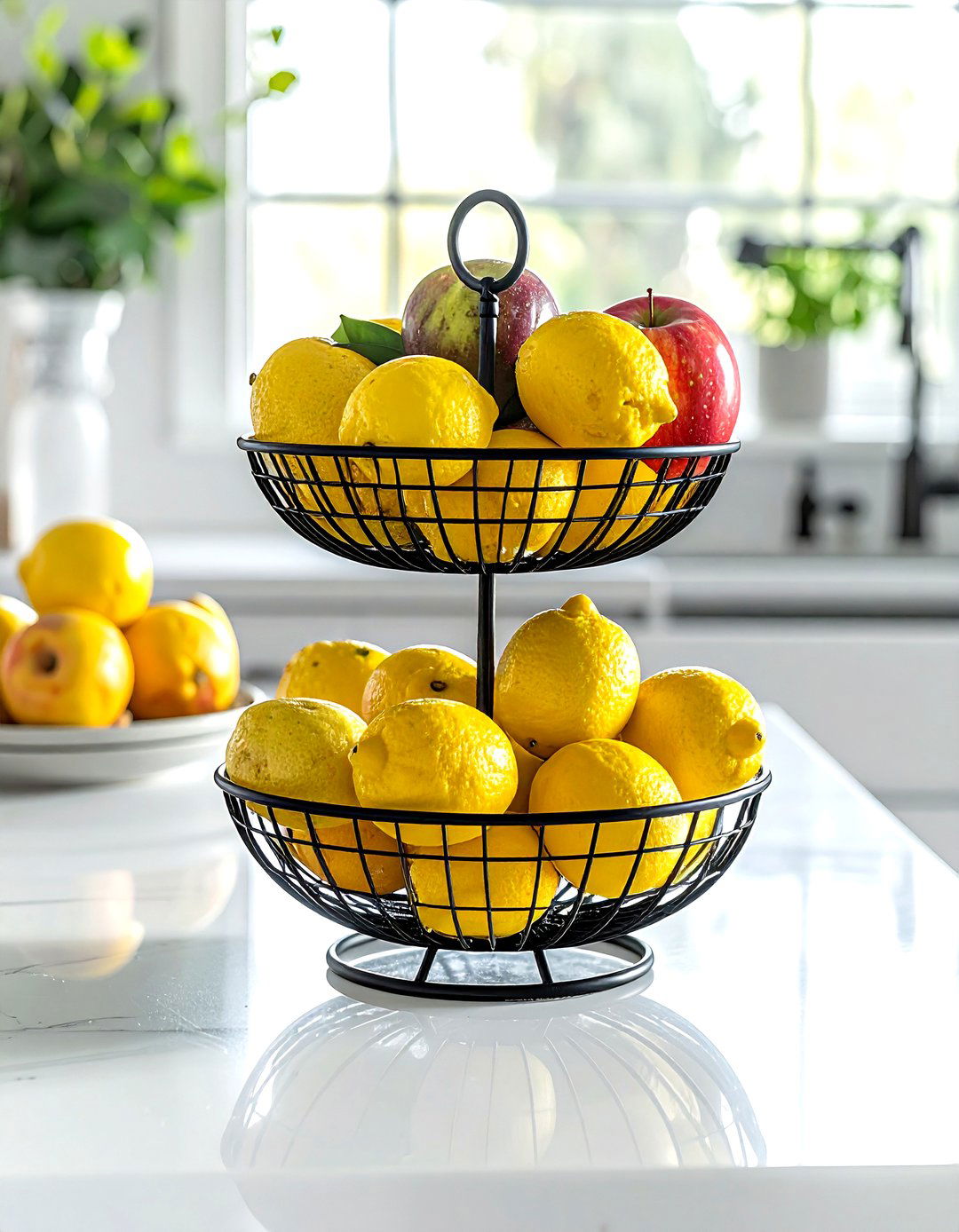 Countertop tiered basket - 30 kitchen space saving ideas