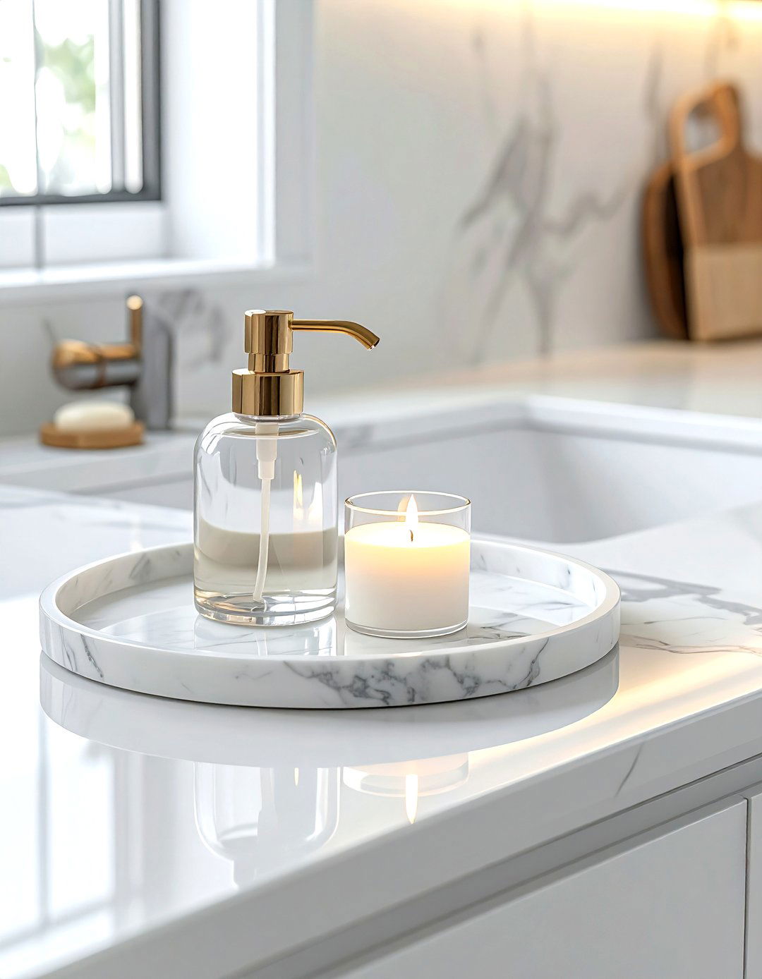 Countertop tray vignette - 30 no damage kitchen ideas