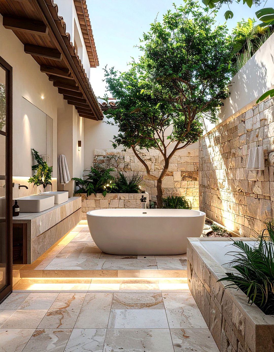 Courtyard outdoor bathroom suite - 30 outdoor bathroom ideas