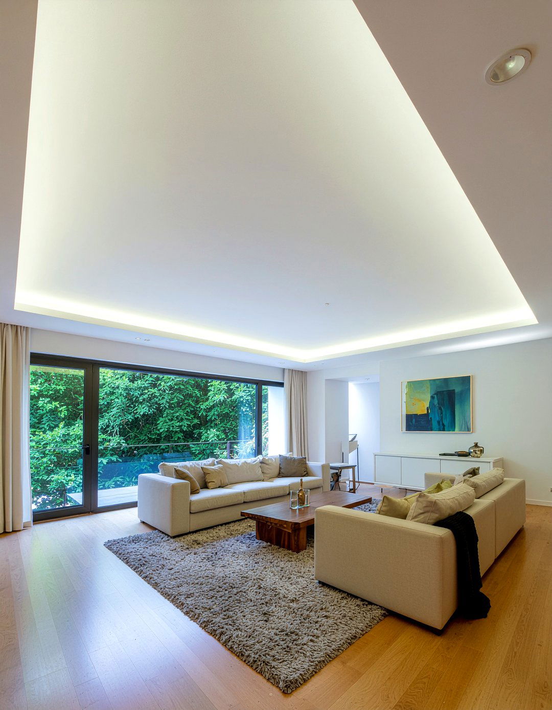 Cove lighting along ceiling perimeter - 30 living room light fixture placement