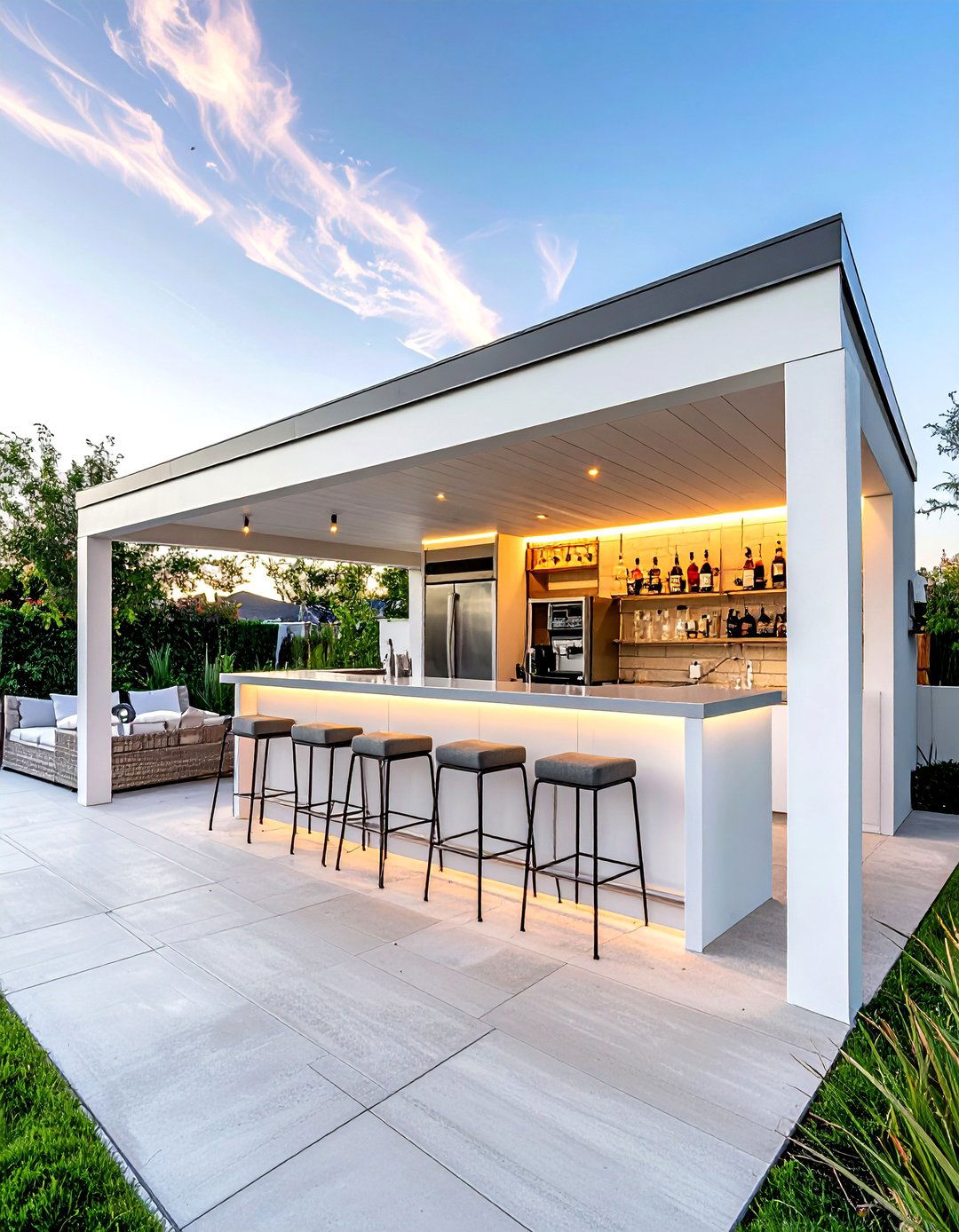 Covered Patio Drink Station - 30 outdoor kitchen refrigerator ideas