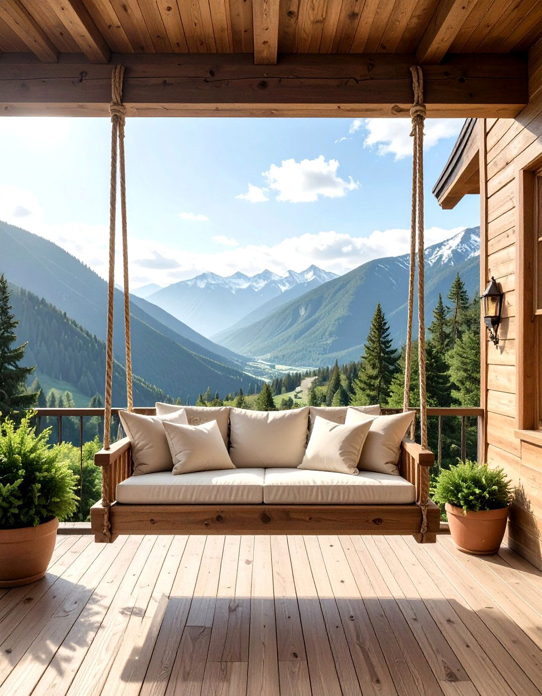 Covered porch swing - 30 mountain decor ideas