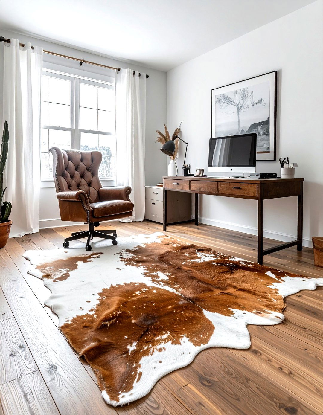 Cowhide Rug Accent - 30 desert decor ideas