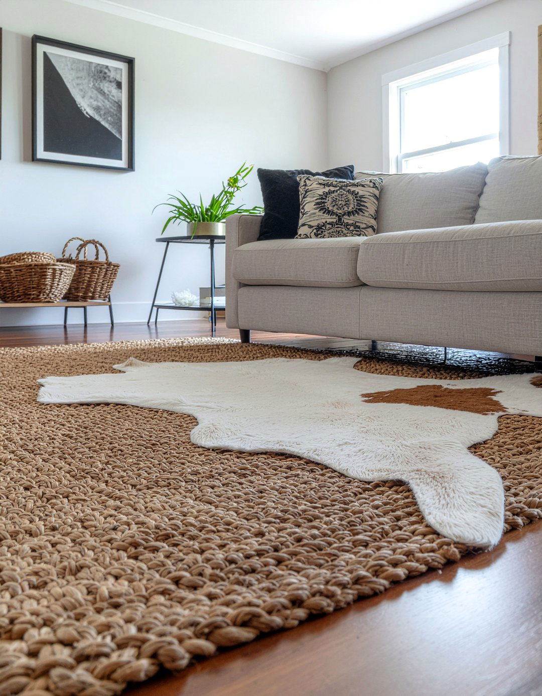 Cowhide Rug Living Room Placement - 30 living room rug size guide