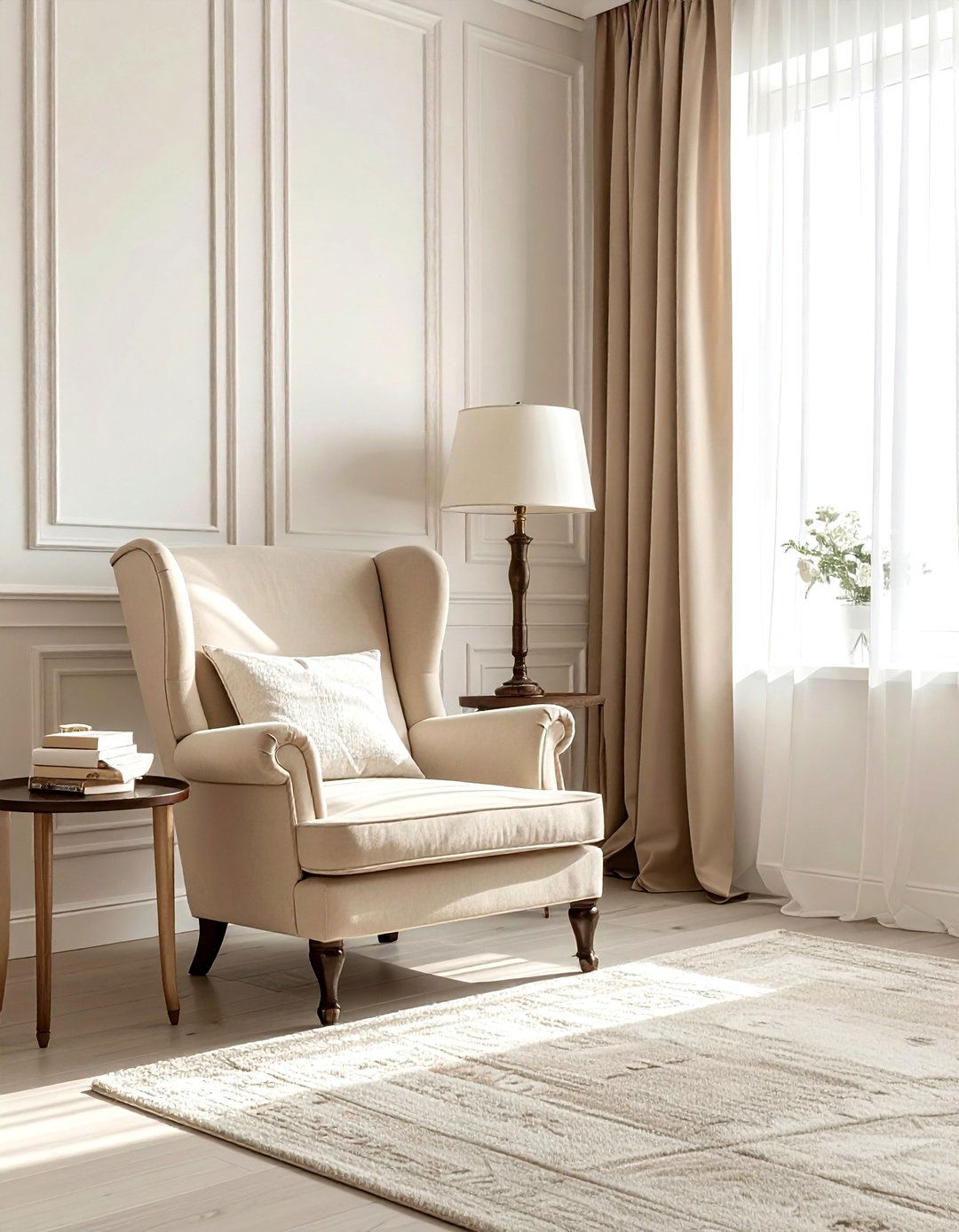 Cozy Beige Reading Nook Bedroom - 30 traditional beige bedroom ideas