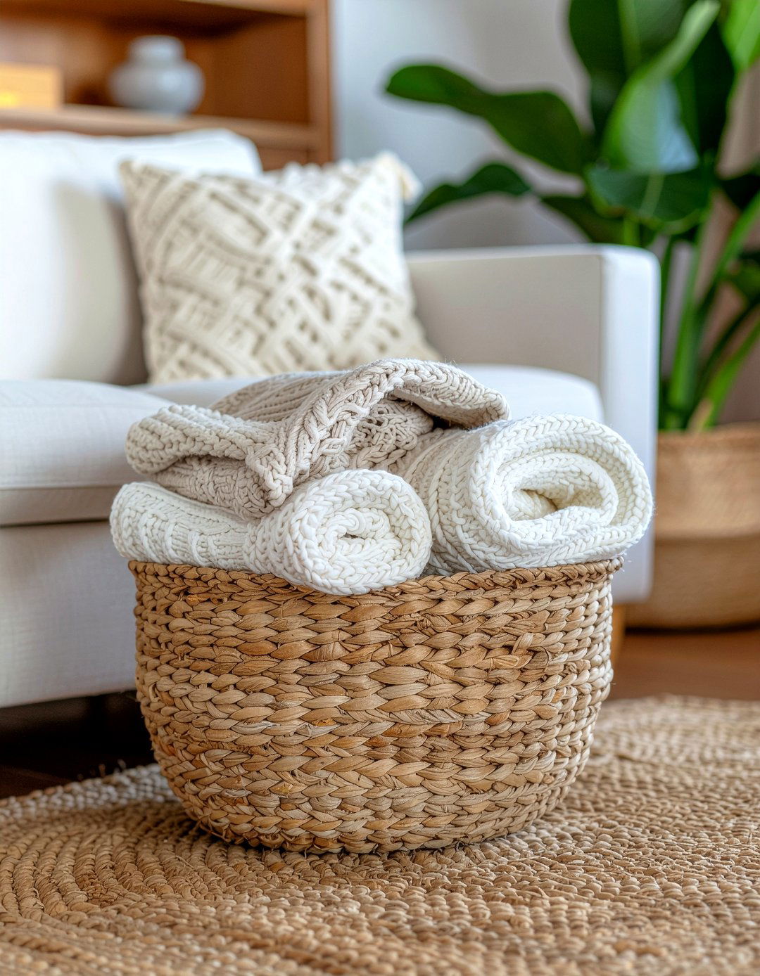 Cozy Blanket Basket - 30 living room entertaining ideas