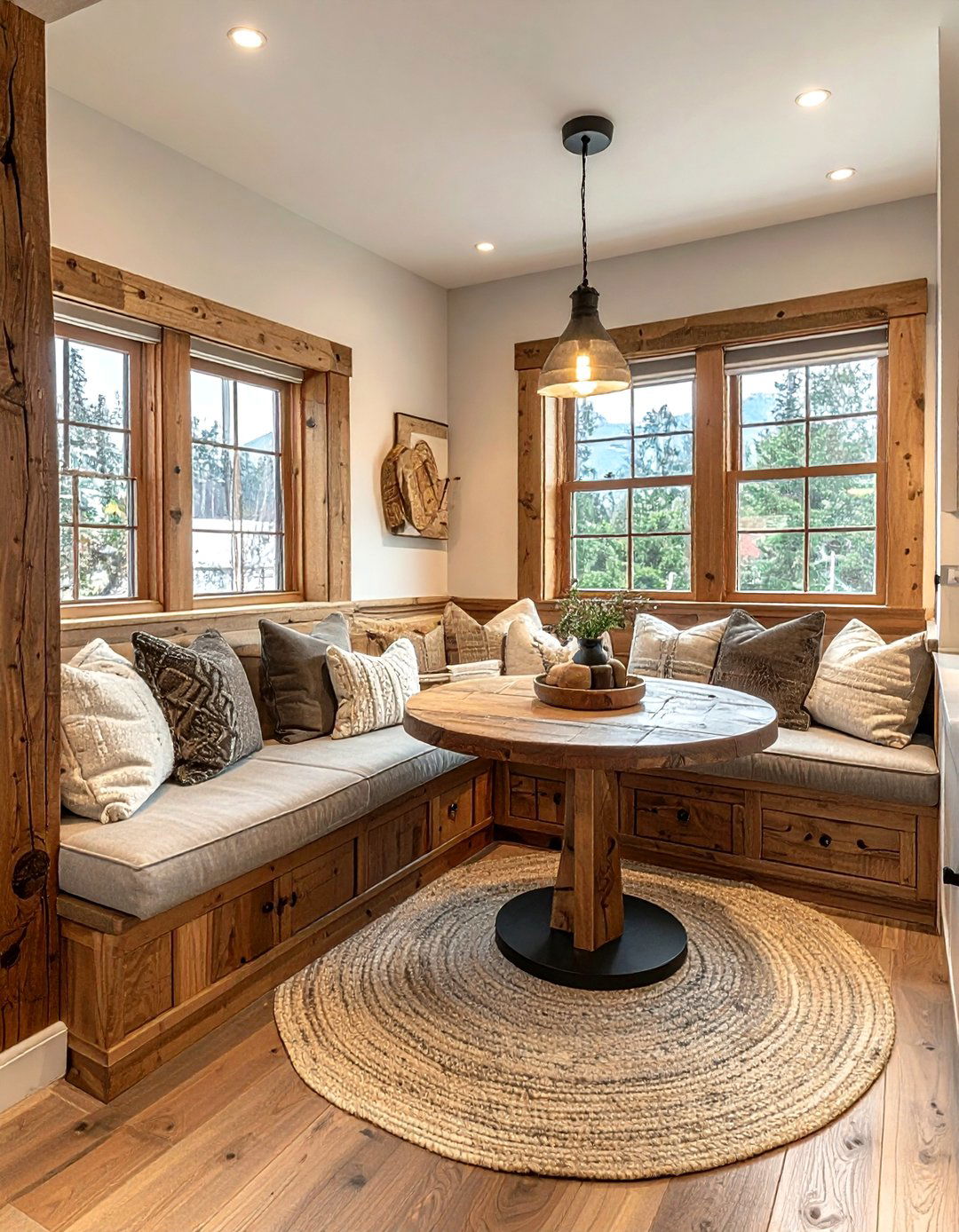 Cozy Breakfast Nook Kitchen - 30 rustic cabin kitchen ideas