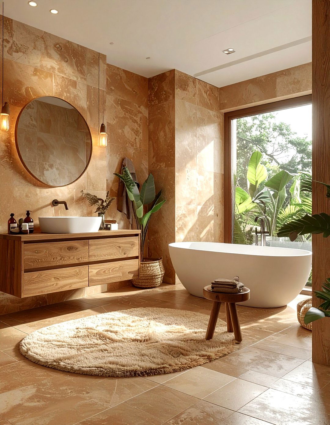 Cozy Earth Tone Bathroom - 30 warm tone bathroom ideas
