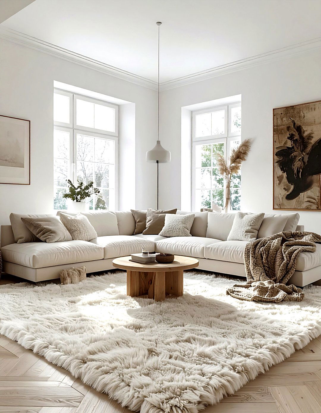 Cozy Scandi Living Room With Rugs - 30 scandinavian beige living room ideas