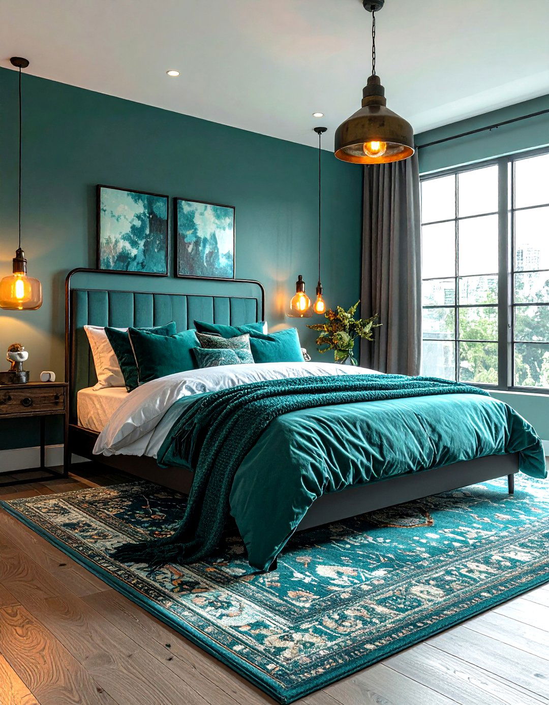 Cozy Teal Industrial Bedroom - 30 industrial teal bedroom ideas