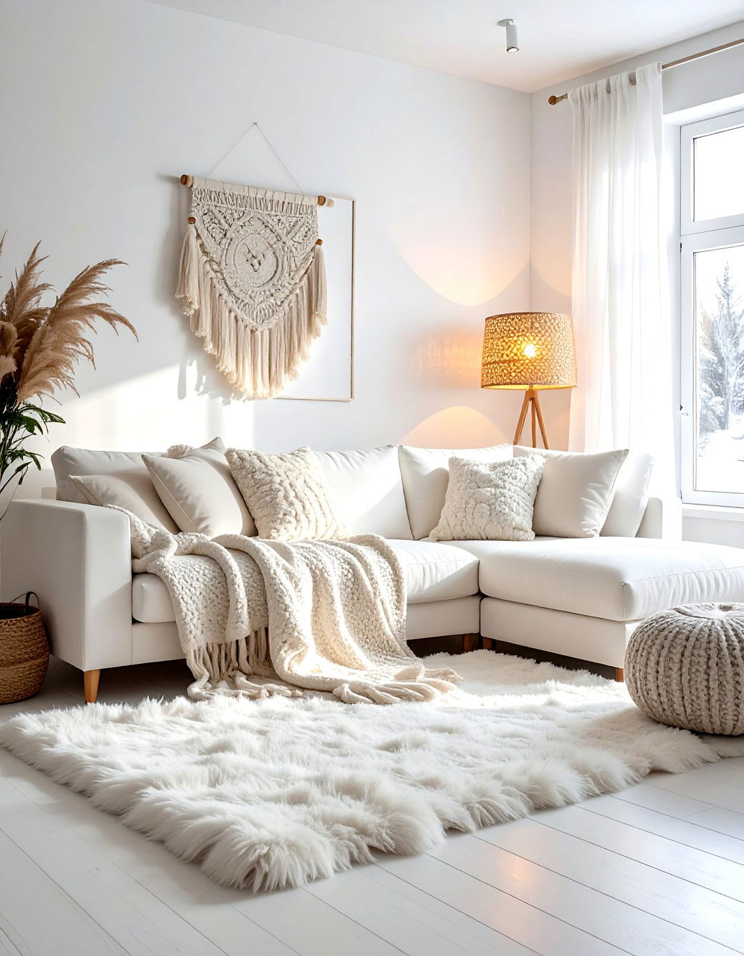 Cozy White Boho Living Room - 30 bohemian white living room ideas